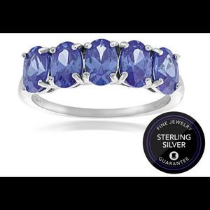 Tanzanite and sterling silver eternity ring